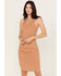 Miss Me Women's Ribbed Mini Dress, Cognac, hi-res