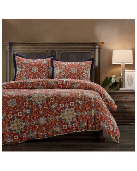 Image #2 - HiEnd Accents Melinda Washed Linen 3-Piece Super King Comforter Set, Red, hi-res