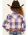 Image #4 - Ely Walker Girls' Plaid Print Long Sleeve Pearl Snap Western Shirt , Burgundy, hi-res
