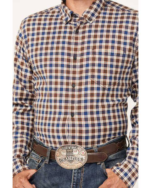 Image #3 - Cody James Men's Hound Dog Plaid Print Long Sleeve Button-Down Western Shirt, Chocolate, hi-res
