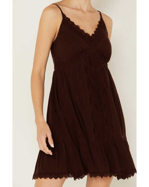 Image #3 - Shyanne Women's Crochet Trim Mini Dress, Dark Brown, hi-res
