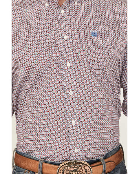 Image #3 - Cinch Men's Diamond Geo Print Long Sleeve Button-Down Western Shirt, Blue/red, hi-res