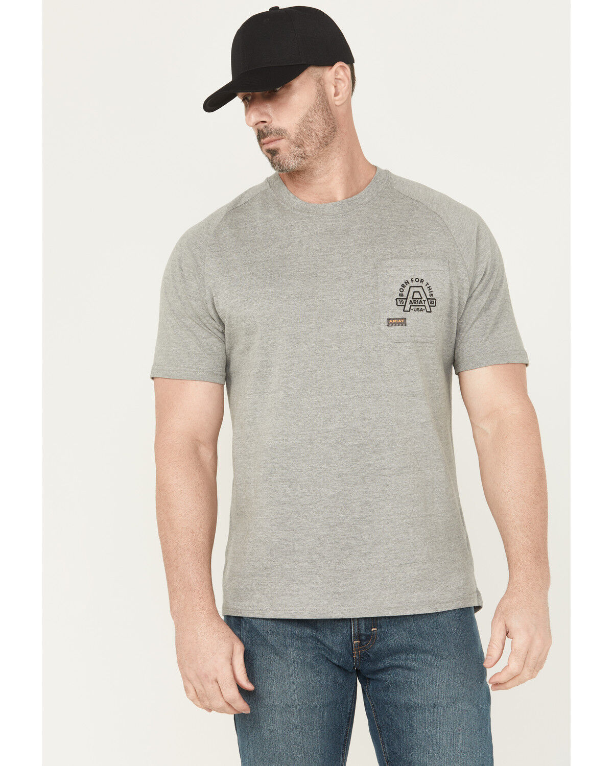 Image #2 - Ariat Men's Rebar Cotton Strong Hardhead Short Sleeve Work T-Shirt, Grey, hi-res