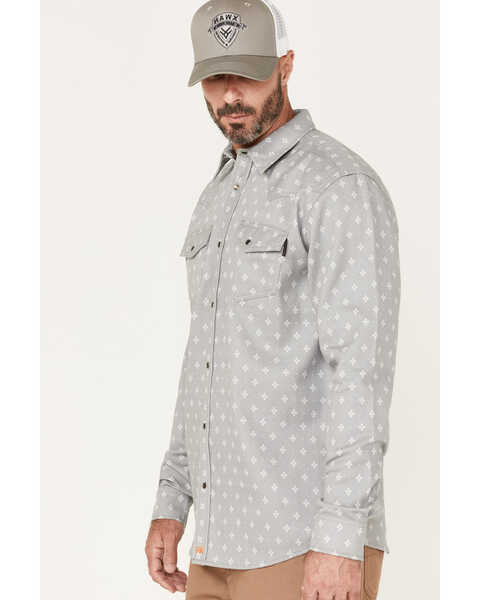 Image #2 - Cody James Men's FR Spaced Diamond Print Long Sleeve Pearl Snap Work Shirt - Big , Grey, hi-res