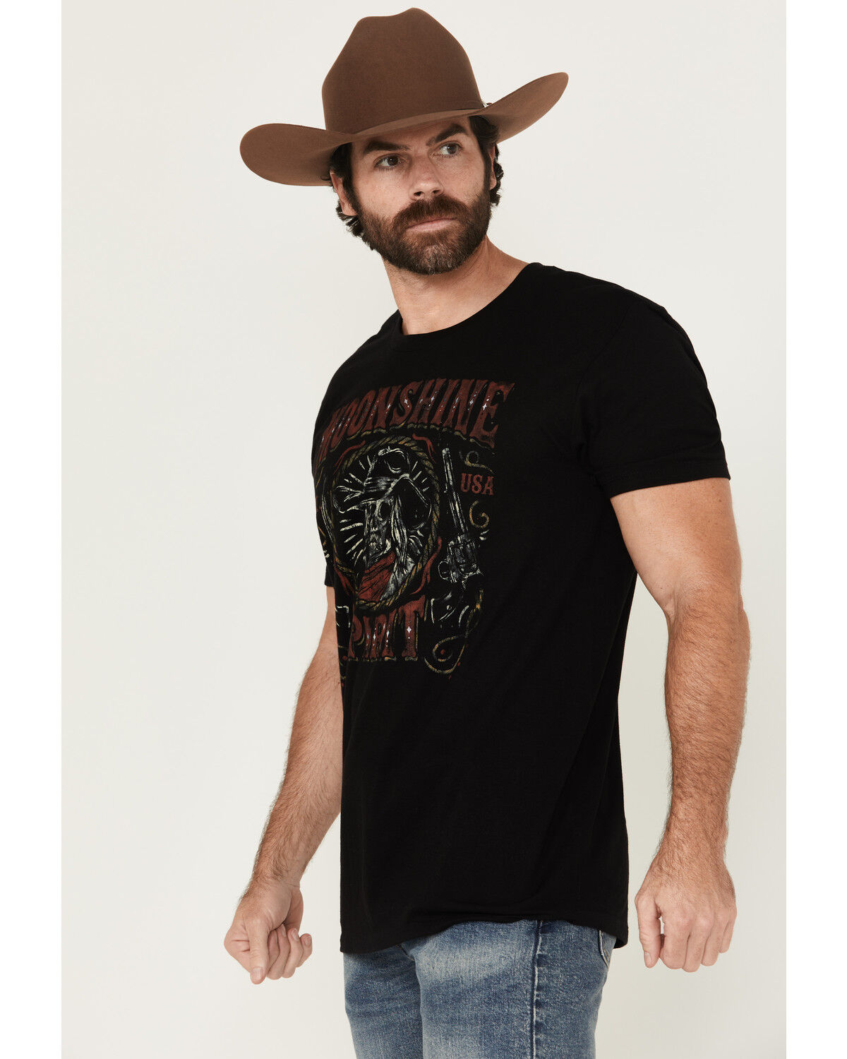 Image #2 - Moonshine Spirit Men's Skeleton Cowboy Short Sleeve Graphic T-Shirt, Black, hi-res