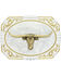 Image #1 - Montana Silversmiths Men's Two-Tone Cowboy Cameo with Longhorn Buckle, Silver, hi-res