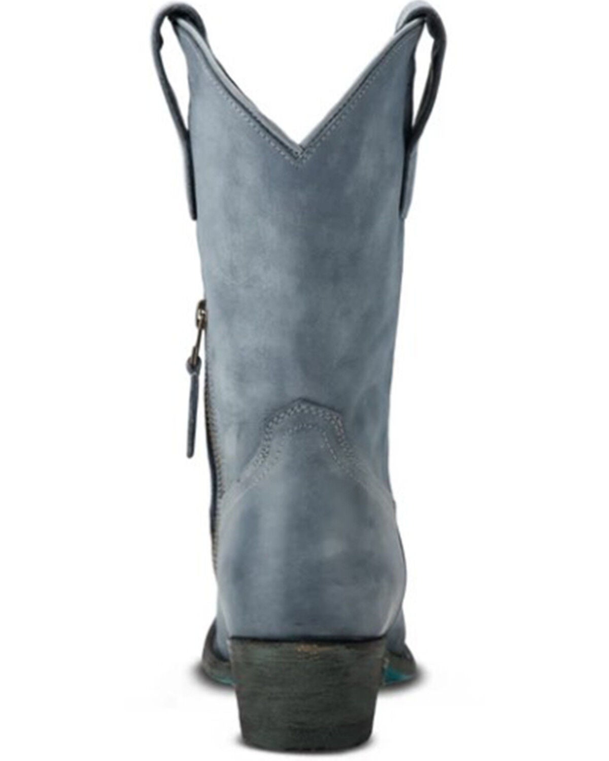 Image #5 - Lane Women's Plain Jane Washed Denim Midi Western Boots - Round Toe, Blue, hi-res