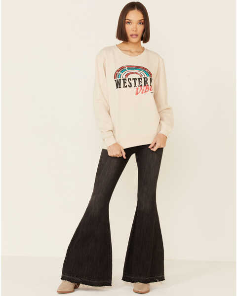 Image #2 -  Ariat Women's Heather Oatmeal Western Vibes Graphic Long Sleeve Top , Oatmeal, hi-res