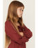 Image #2 - Shyanne Girls' Baby Down Bow Long Sleeve Mini Dress, Red, hi-res