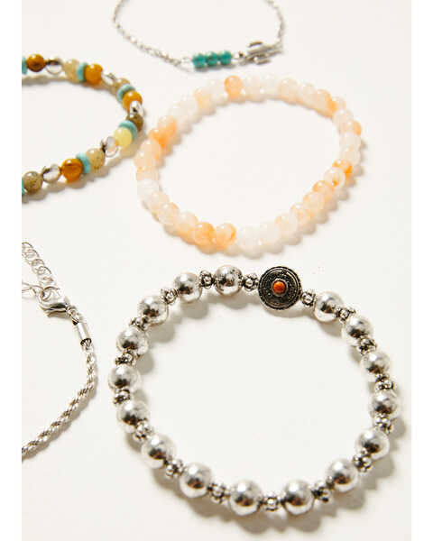 Image #2 - Shyanne Women's Tonal Bead Cactus Bracelet Set - 5 Piece, Silver, hi-res
