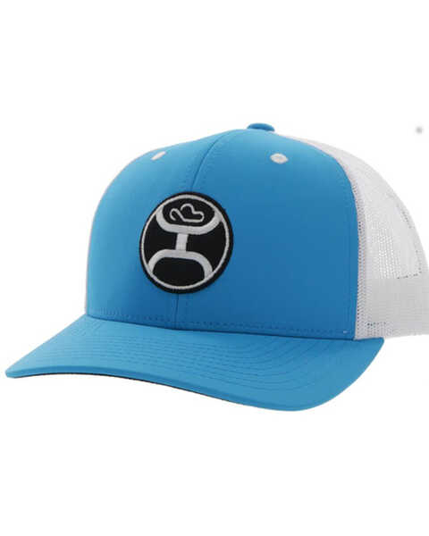 HOOey Men's Primo Logo Embroidered Mesh Back Trucker Cap , Blue, hi-res
