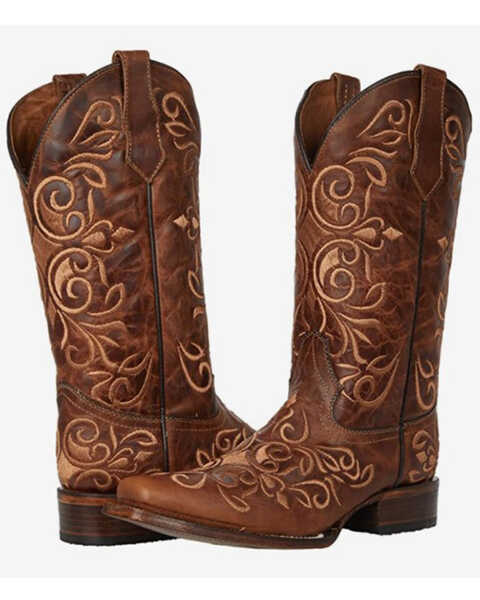 Image #1 - Corral Women's Embroidered Western Boots - Square Toe, Honey, hi-res