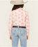 Image #4 - Panhandle Slim Girls' Conversation Print Long Sleeve Snap Western Shirt, Pink, hi-res