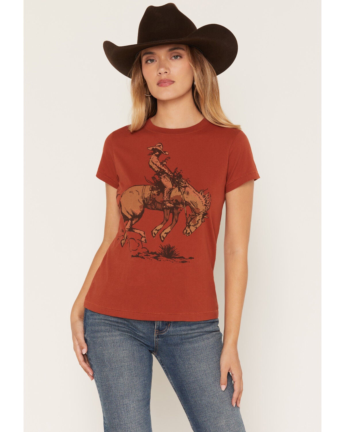 Shyanne Women's Remi Short Sleeve Graphic Tee, Brick Red, hi-res