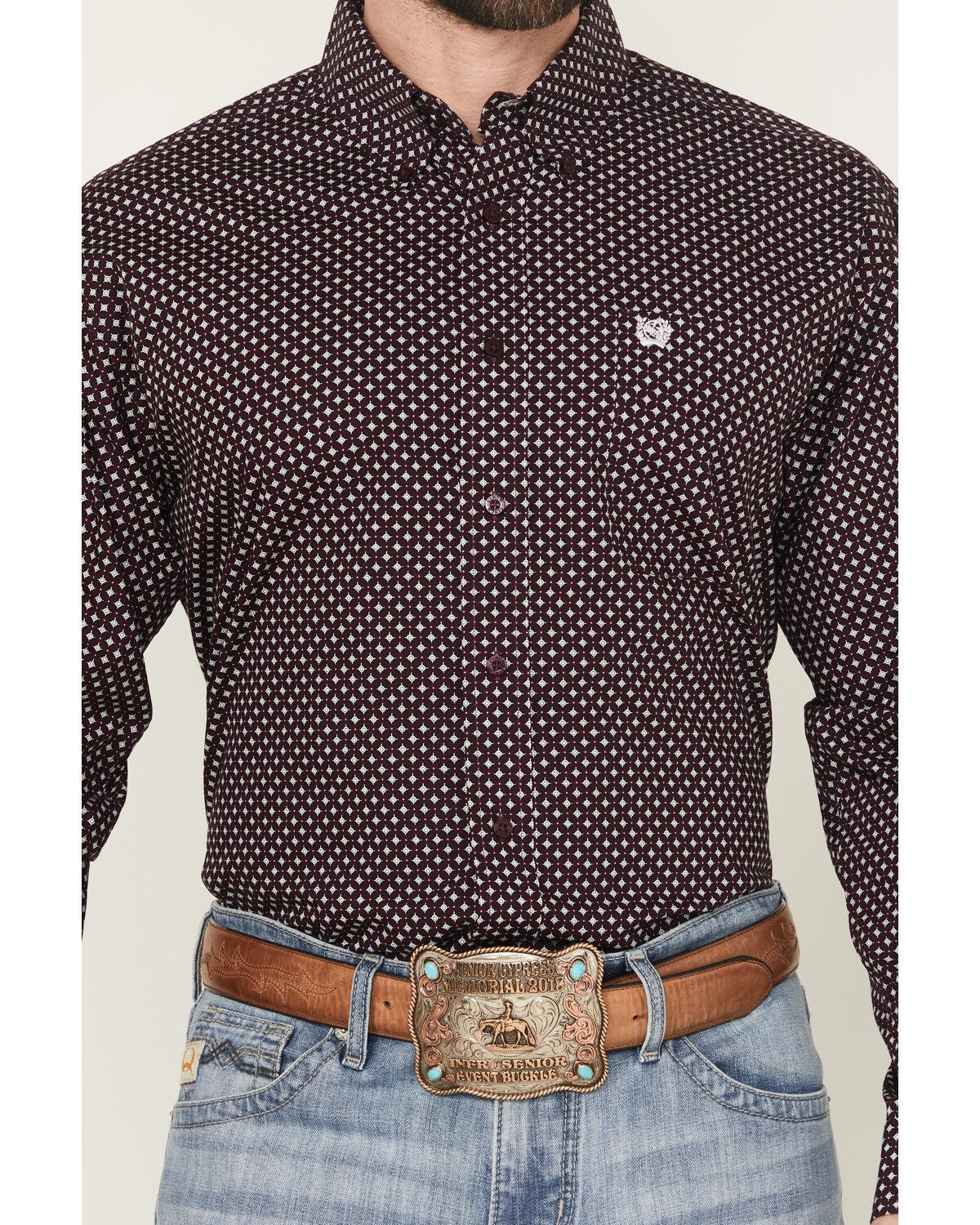Image #3 - Cinch Men's Geo Print Long Sleeve Button-Down Western Shirt, Purple, hi-res
