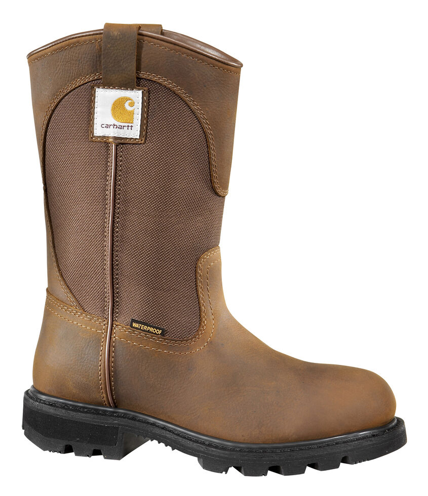 Carhartt Women's Wellington Boots - Steel Toe, Brown, hi-res