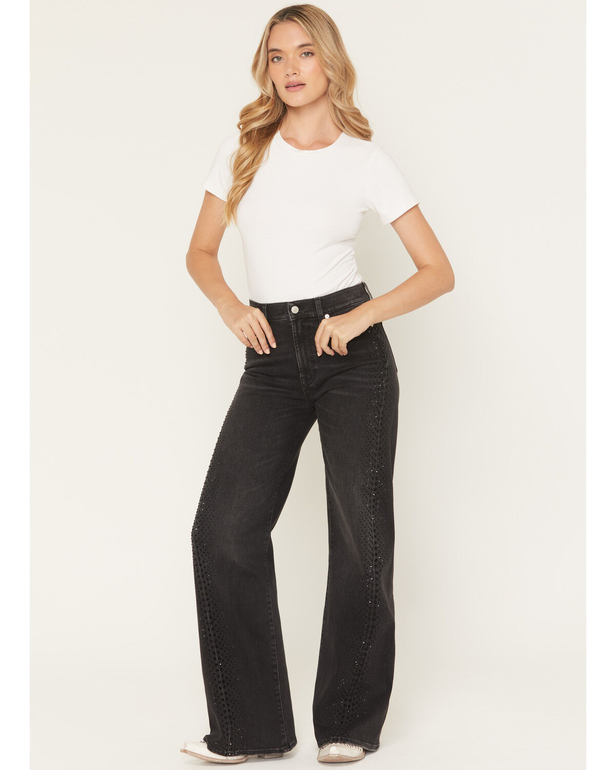 Image #1 - 7 For All Mankind Women's Bottomline Lotta Twisted Seam High Rise Stretch Trouser Jeans, Black, hi-res
