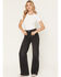 Image #1 - 7 For All Mankind Women's Bottomline Lotta Twisted Seam High Rise Stretch Trouser Jeans, Black, hi-res