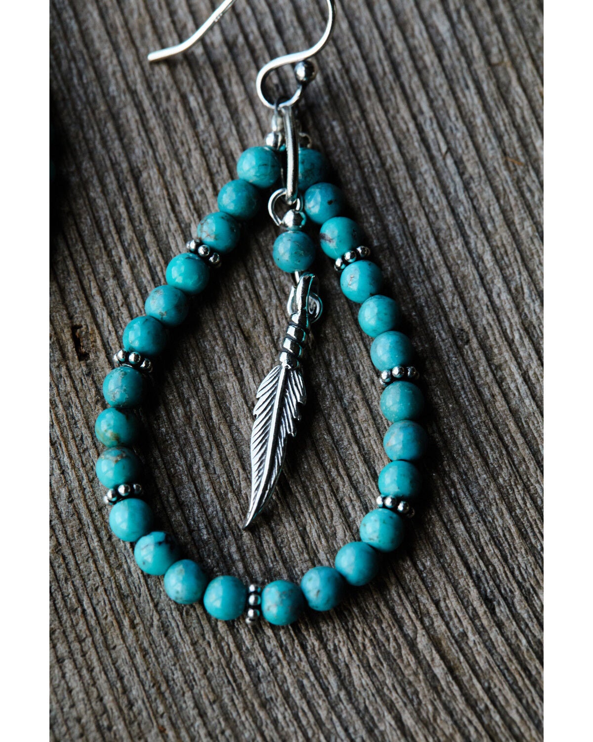 Image #3 - Paige Wallace Women's Teardrop Feather Charm Earrings, Turquoise, hi-res