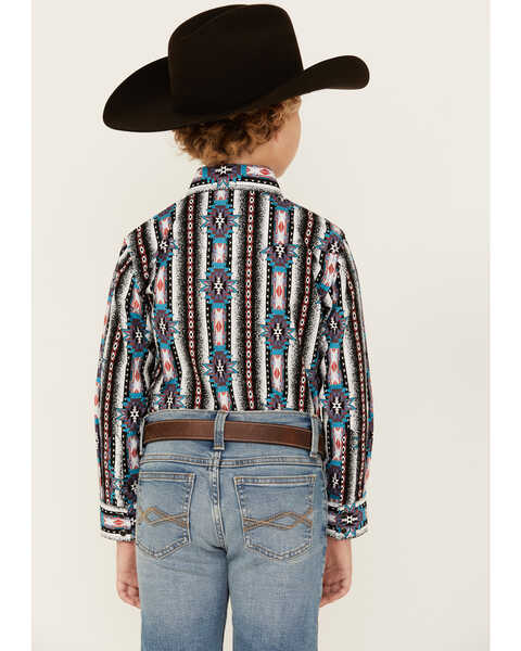 Image #4 - Wrangler Boys' Southwestern Print Long Sleeve Snap Western Shirt, Multi, hi-res