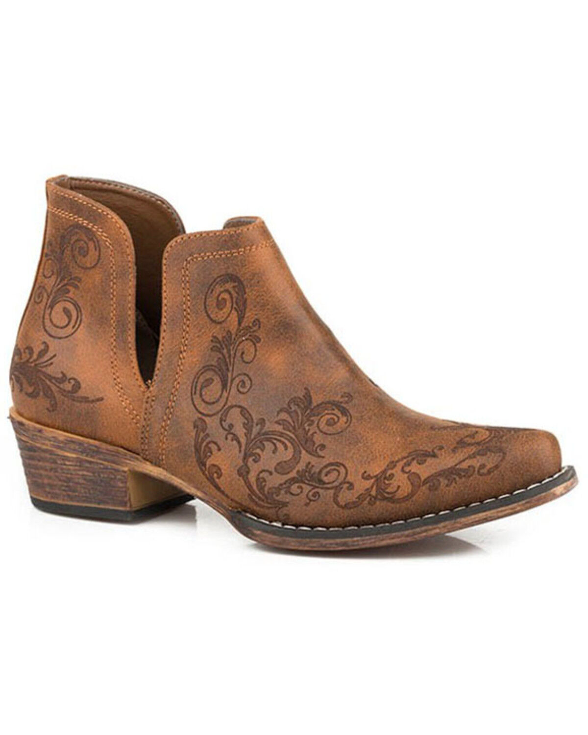 Image #1 - Roper Women's Ava Fashion Booties - Snip Toe, Brown, hi-res