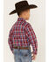 Wrangler Boys' Plaid Print Long Sleeve Western Pearl Snap Shirt, Red, hi-res