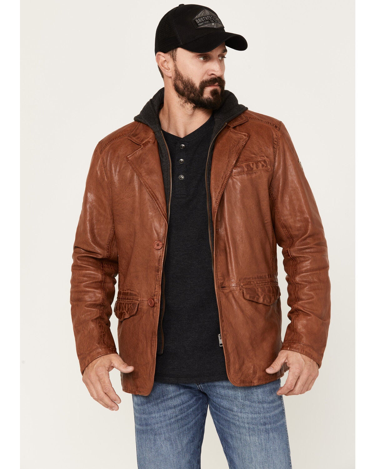 Mauritius Men's Leather Blazer, Cognac, hi-res