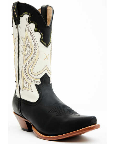 Twisted X Women's 12" Steppin' Out Western Boots - Snip Toe , Black/white, hi-res
