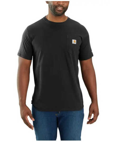 Carhartt Men's Force Relaxed Midweight Logo Pocket Short Sleeve Work T-Shirt - Big, Black, hi-res