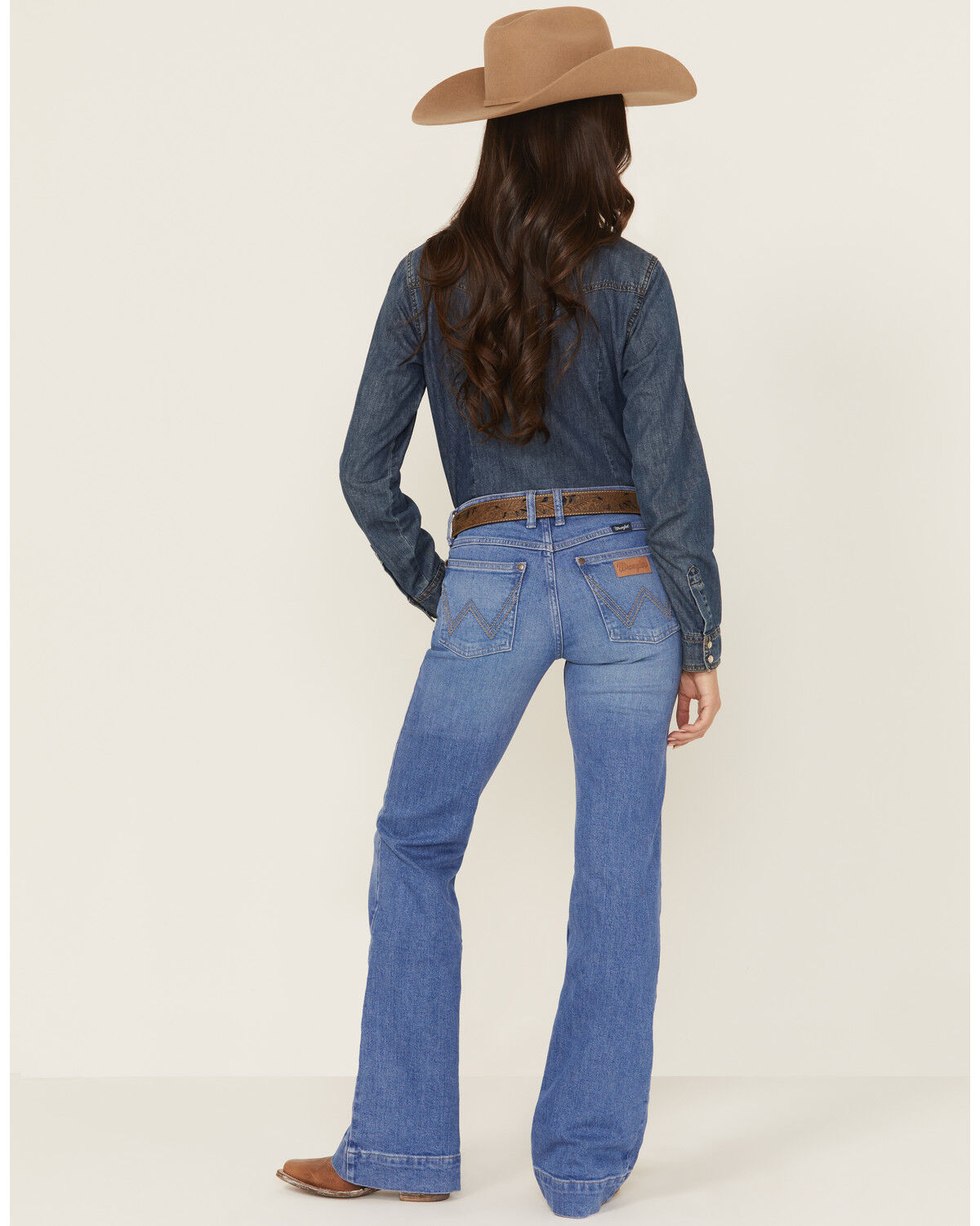 Image #3 - Wrangler Retro Women's Mae Medium Wash Mid Rise Trouser Denim Jeans, Medium Wash, hi-res