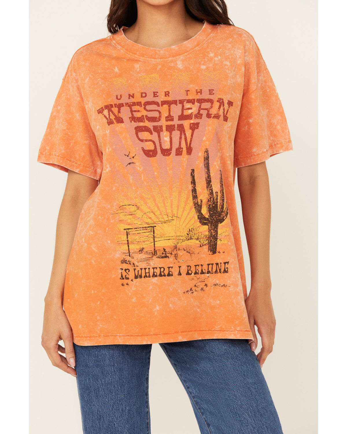 Image #3 - Shyanne Women's Under The Western Sun Short Sleeve Graphic Tee, Orange, hi-res
