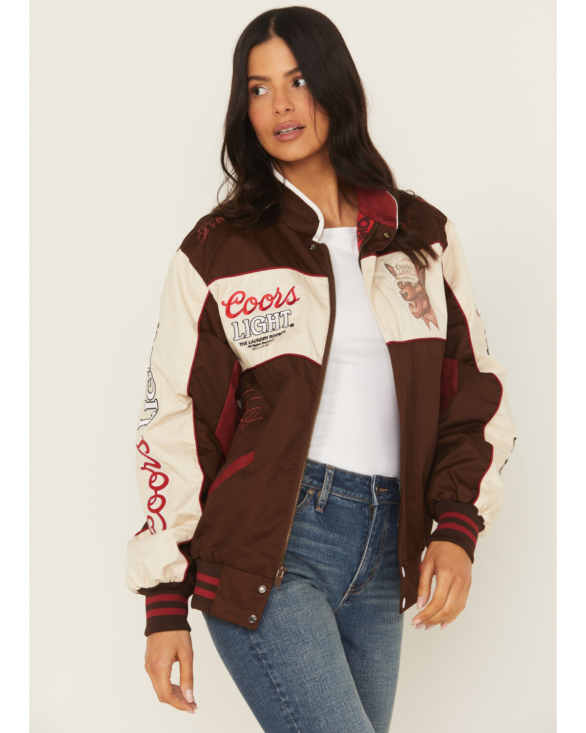 Image #1 - The Laundry Room Women's Coors Light Wolf Racing Jacket, Brown, hi-res