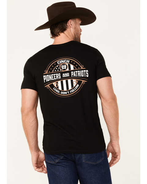 Cinch Men's Boot Barn Exclusive Pioneers and Patriots Short Sleeve Graphic T-Shirt , Black, hi-res