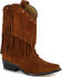 Image #1 - Shyanne Girls' Double-Fringe Western Boots - Snip Toe, Brown, hi-res
