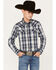 Image #1 - Cody James Boys' Plaid Print Long Sleeve Western Snap Shirt, Blue, hi-res