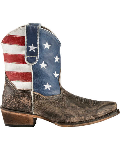 Roper Americana Patriotic Boots - Snip Toe, Brown, hi-res