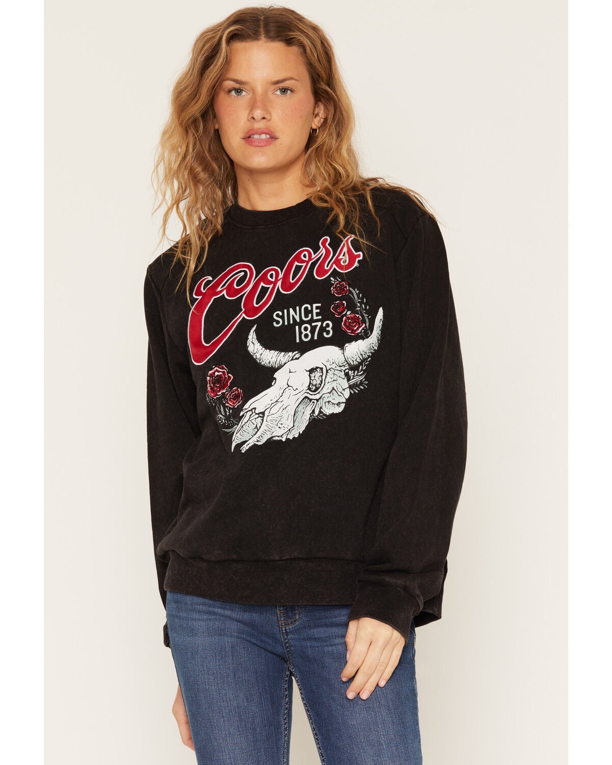 Image #1 - Coors Women's Embroidered Crew Neck Sweatshirt, Black, hi-res