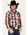 Image #2 - Cowboy Hardware Men's Hombre Large Plaid Pearl Snap Western Shirt, Orange, hi-res