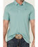 Rock & Roll Denim Men's Solid Bright Turquoise Knit Short Sleeve Polo Shirt , Turquoise, hi-res