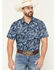 Image #1 - Cody James Men's Westward Paisley Print Short Sleeve Snap Western Shirt, Navy, hi-res
