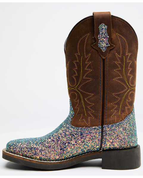 Shyanne Girls' Glitterama Western Boots - Wide Square Toe, Brown, hi-res