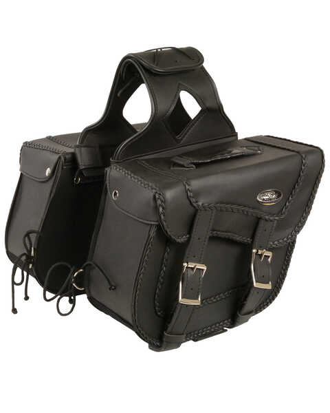 Image #1 - Milwaukee Leather Medium Braided Zip-Off Throw Over Saddle Bag, Black, hi-res