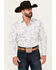 Image #1 - Rough Stock by Panhandle Men's Bandana Print Long Sleeve Pearl Snap Western Shirt, White, hi-res
