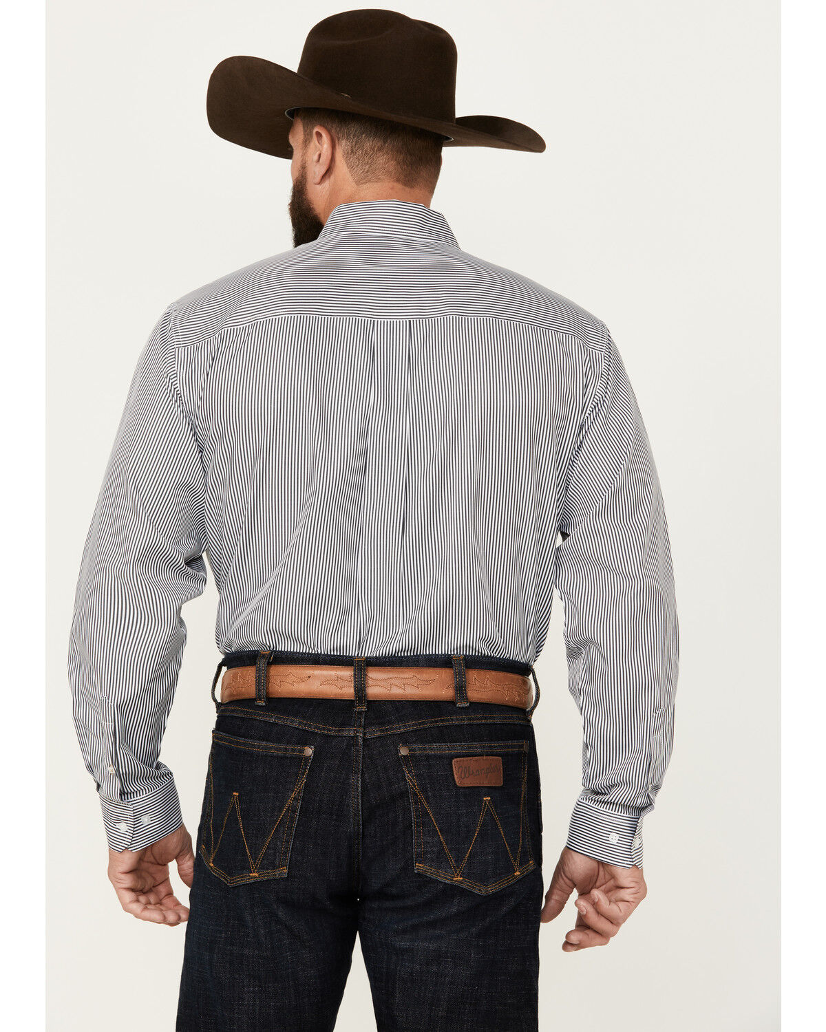 Image #4 - Cinch Men's Tencel Striped Print Long Sleeve Button-Down Shirt, White, hi-res