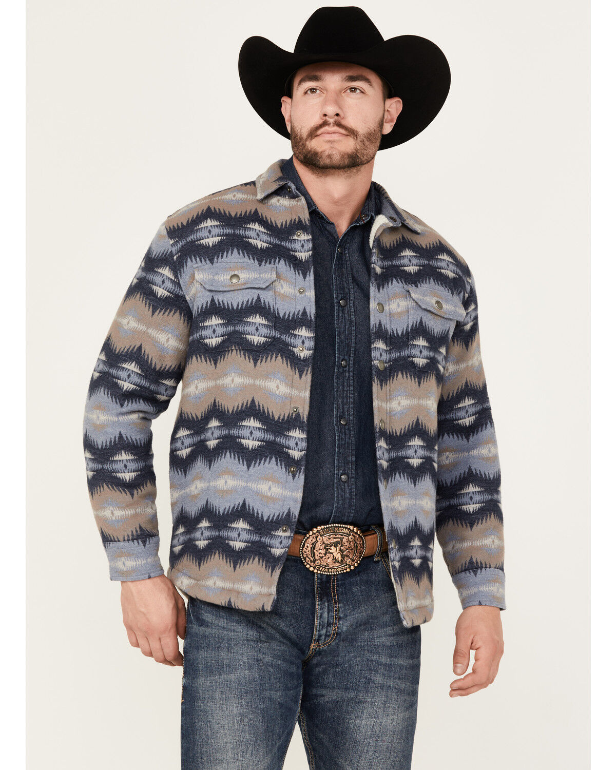 Image #1 - Pendleton Men's Bay City Snap Sherpa Jacket, Blue, hi-res