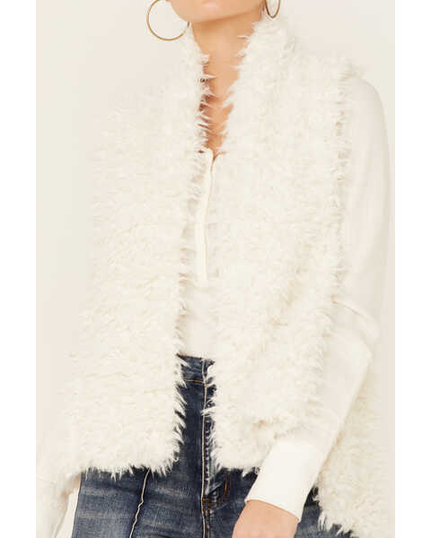 Image #2 - HYFVE Women's Ivory Faux Fur Open Vest , , hi-res