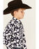 Image #2 - Cinch Boys' Floral Print Long Sleeve Button-Down Western Shirt, Navy, hi-res