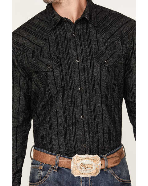 Blue Ranchwear Men's Jasper Heather Long Sleeve Snap Flannel Work Shirt, Black, hi-res