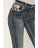 Image #4 - Grace in LA Women's Medium Wash Mid Rise Embellished Bootcut Stretch Denim Jeans, Medium Wash, hi-res