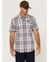 Image #1 - ATG by Wrangler Asymmetric Plaid Print Short Sleeve Button-Down Performance Western Shirt, Light Blue, hi-res